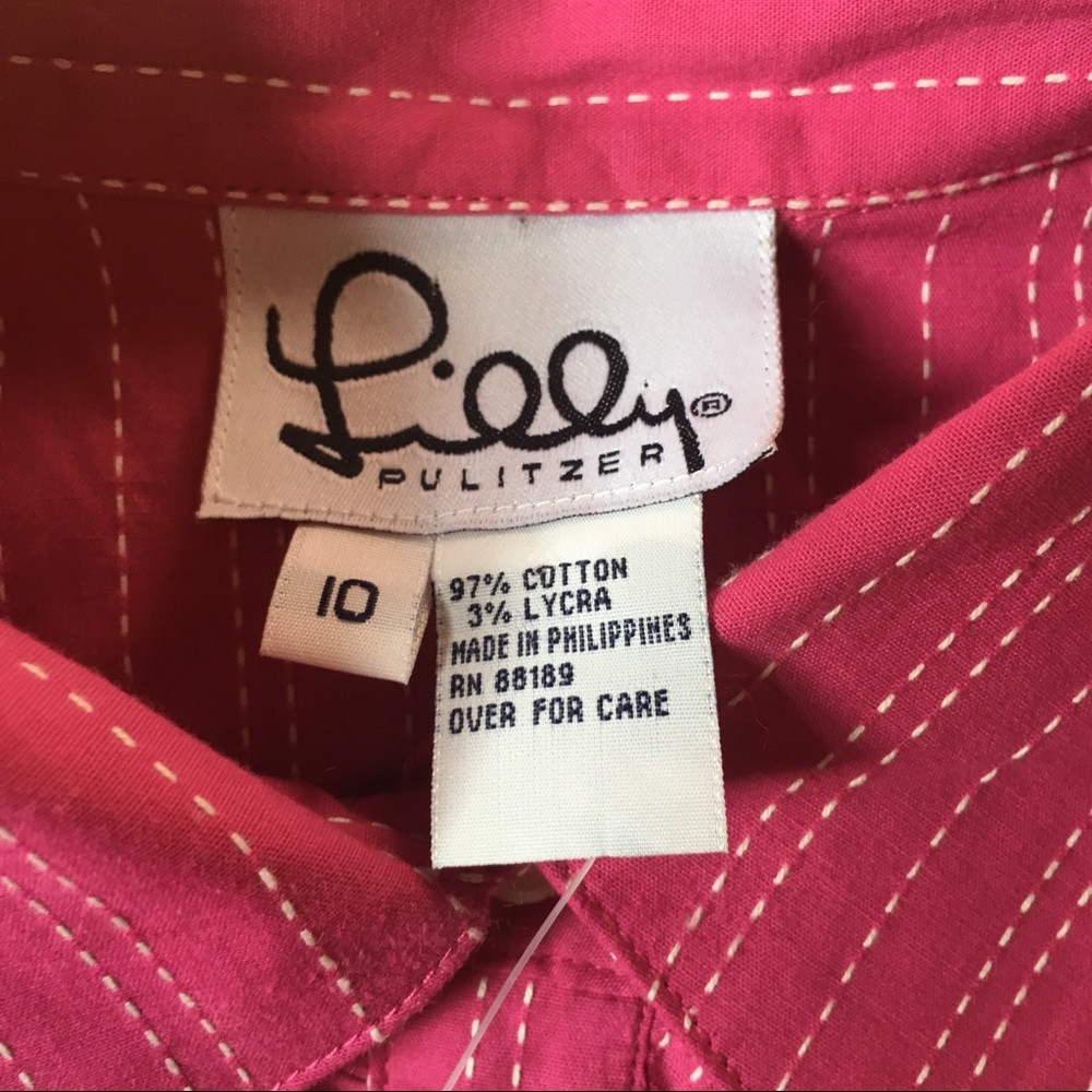 Vintage Lilly Pulitzer Pink Button Down Blouse - Picture 6 of 8